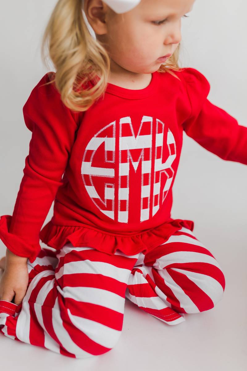 Mädchen Weihnachtsoutfit, Monogramm Kleinkind Mädchenkleidung, Bild Outfit, Rüschenhose Und Hemd, Geschenk, Bb von skcreationss