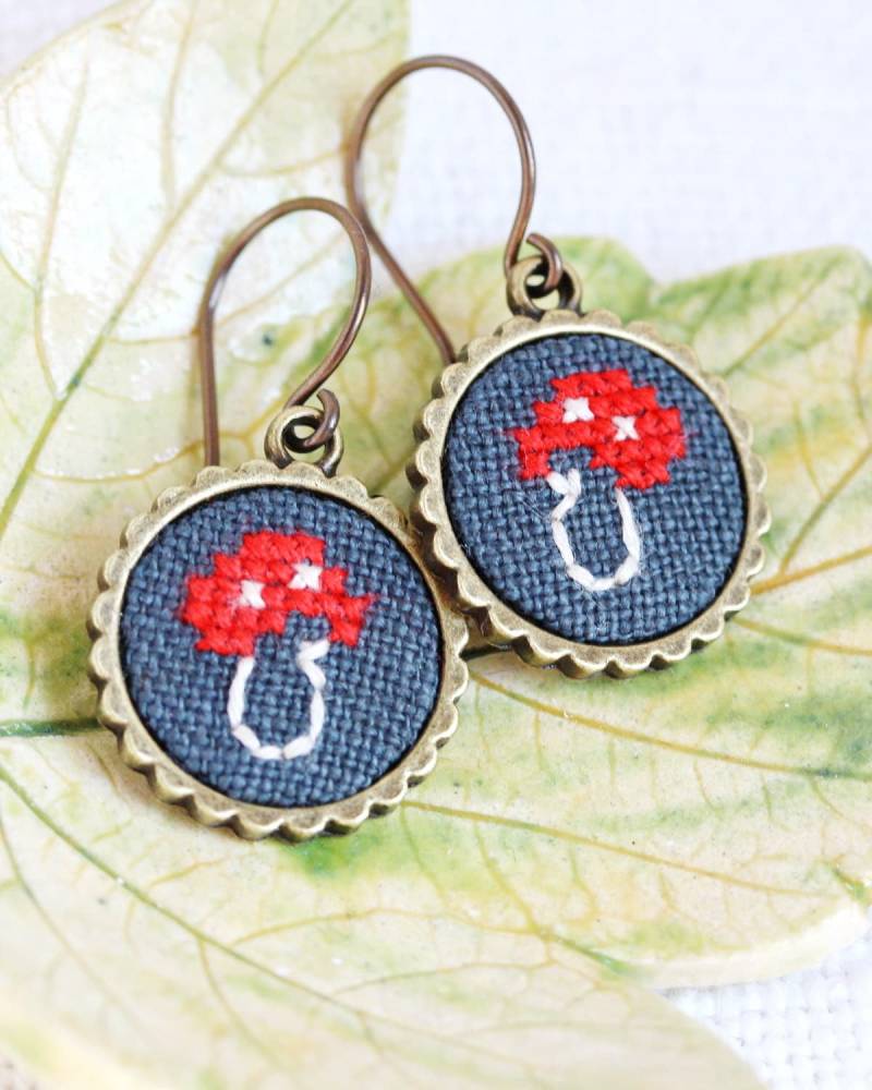 Amanita Ohrringe, Natur Inspiriert Ohrringe E031 von skrynka