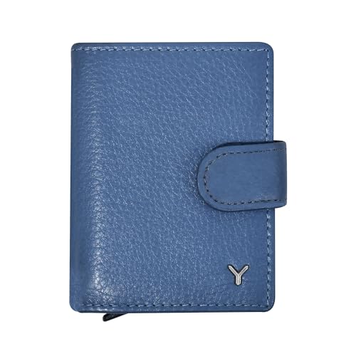 skyle Damen-Geldbörse aus echtem Leder, Popup-Kartenhalter aus Metall mit 12 Kartenfächern und ID-Fenster, italienisches Design, dünn mit RFID-Schutz und Münztasche, Avio, 9x7x2 cm, Minimalistisch von SKYLE