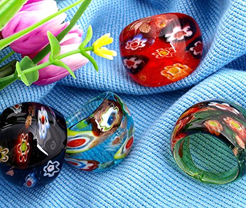 skyllc® 4 X Ringe Ring aus Millefiori 4 Farbe 17-19mm Modeschmuck TREND von skyllc