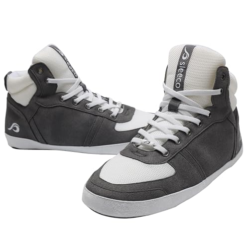 sleeco - Hausschuhe flauschig im Sneaker-Look Herren & Damen - Warme Moderne Indoor Schuhe mit Sohle rutschfest - Winter Pantoffeln Hüttenschuhe - Schuhe für zuhause Männer Größe 44 grau von sleeco