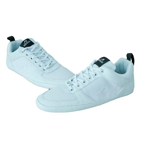 sleeco - Hausschuhe flauschig im Sneaker-Look Herren & Damen - Warme Moderne Indoor Schuhe mit Sohle rutschfest - Winter Pantoffeln Hüttenschuhe - Schuhe für zuhause Männer Größe 45 Flach weiß von sleeco