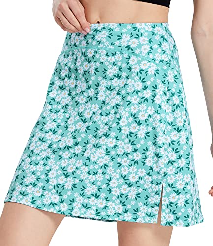 slimour Damen-Golf-Rock, Reiseröcke mit Taschen, Schwimmrock, hohe Taille, mit Shorts, Gänseblümchengrün, XX-Large von slimour