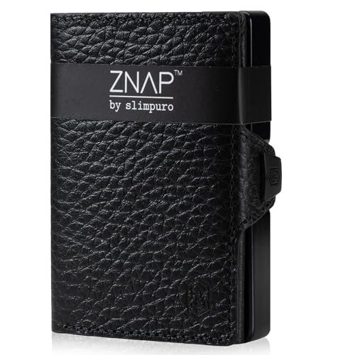 ZNAP® Slim Wallet Kreditkartenetui | Geldbörse Herren | Kartenhalter Geldbeutel Herren | Kartenetui Herren Geldbeutel | Herren Portemonnaie mit RFID Schutz | 12 Karten | Rauchschwarz von slimpuro