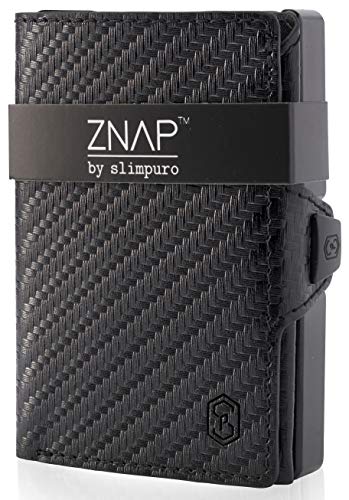 ZNAP® Slim Wallet Kreditkartenetui | Geldbörse Herren klein | Kartenhalter | Kartenetui | Portemonnaie mit RFID Schutz | 12 Karten | Carbon von slimpuro