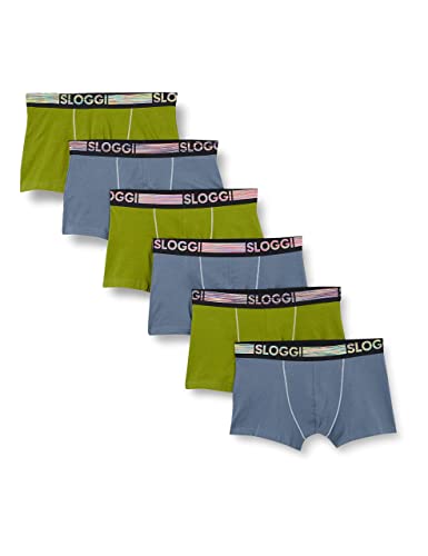 sloggi men Herren GO ABC Natural H C6P Hipster, Green-Dark Combination, M (6er Pack) von sloggi men