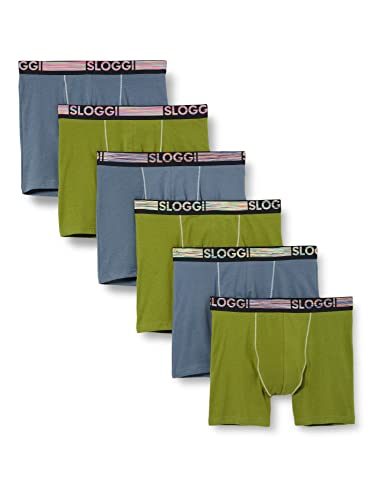 sloggi men Herren GO ABC Natural H C6P Short, Green-Dark Combination, L (6er Pack) von sloggi men