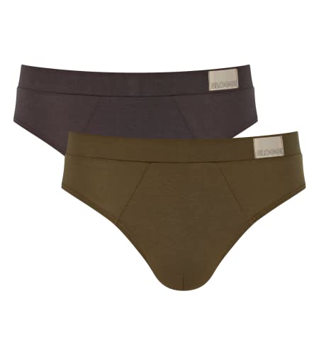 sloggi men Herren GO Natural Brief C2P Midi, Brown-Dark Combination, M (2er Pack) von sloggi men