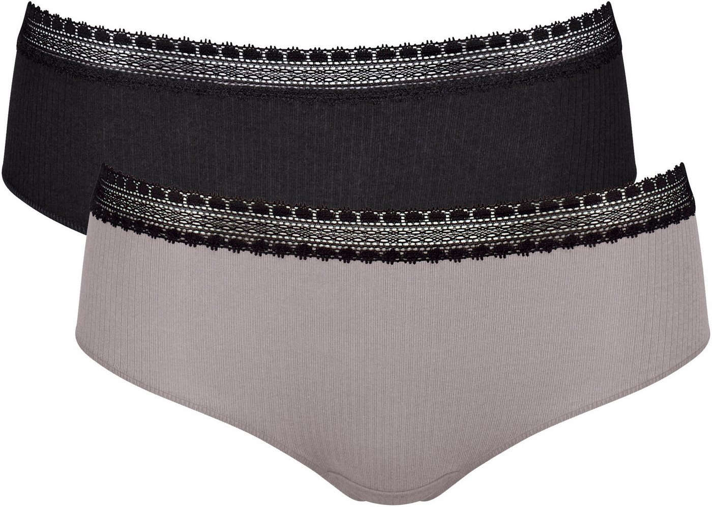 sloggi Hipster GO Ribbed (2er Pack) elastischer Spitzenbesatz, weich, gerippt, Baumwollmischung von sloggi