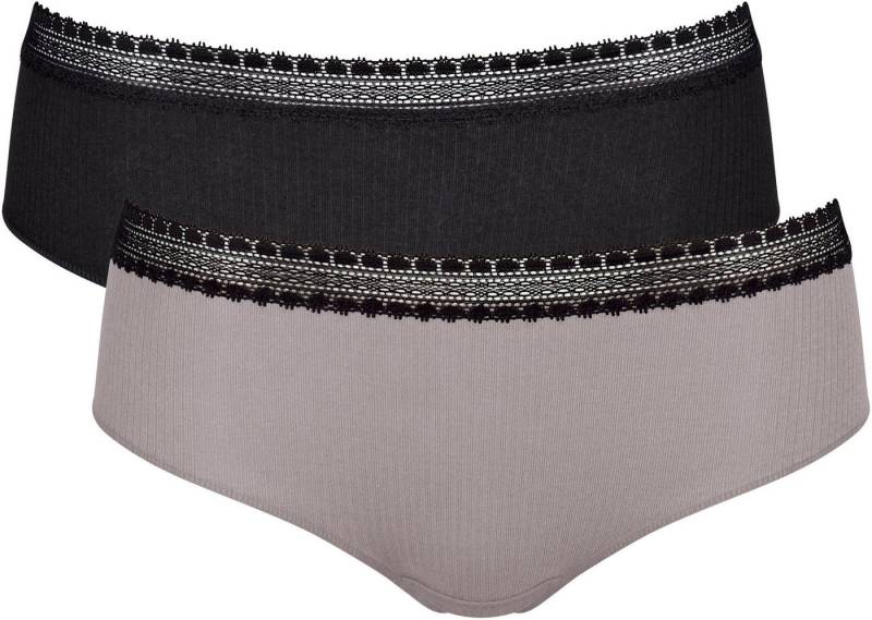 sloggi Hipster GO Ribbed (2er Pack) elastischer Spitzenbesatz, weich, gerippt, Baumwollmischung von sloggi
