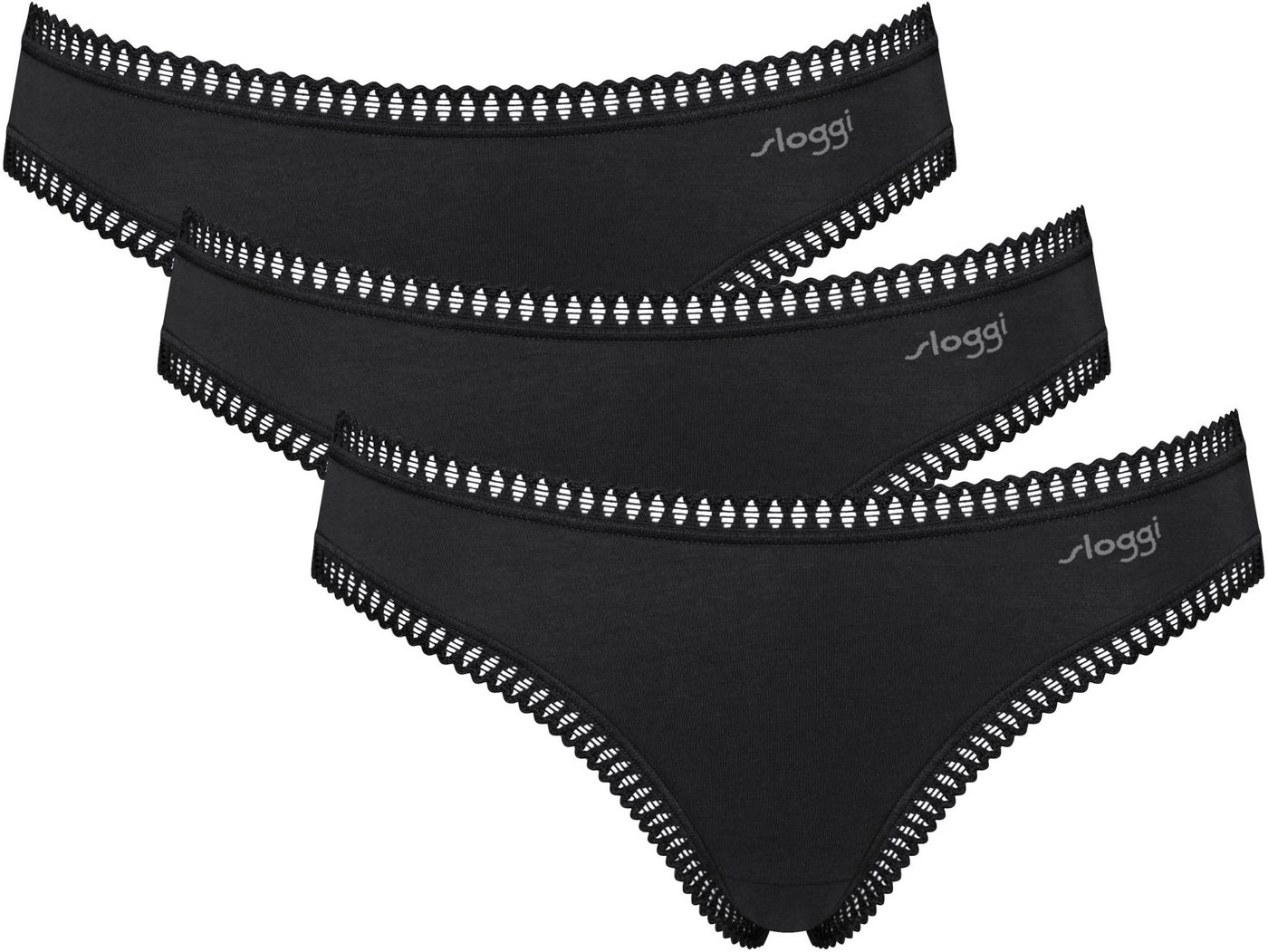 sloggi Minislip GO Crush (3er Pack) dehnbare Spitzendetails, uni, gemustert von sloggi