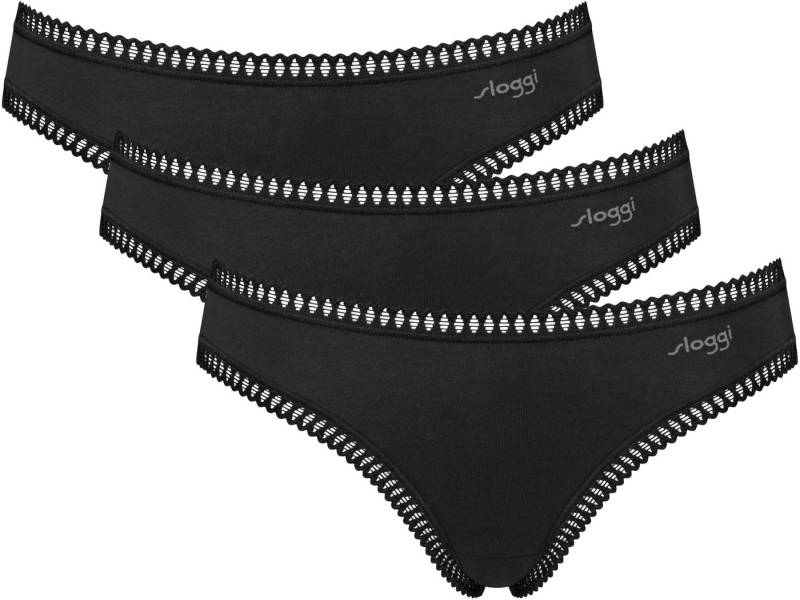 sloggi Minislip GO Crush (3er Pack) dehnbare Spitzendetails, uni, gemustert von sloggi