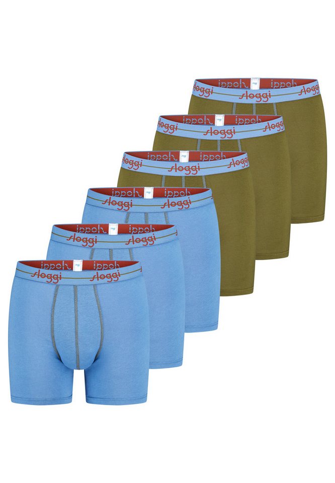 sloggi Retro Boxer 6er Pack men Start (Spar-Set, 6-St) Long Short / Pant - Baumwolle - ohne Eingriff - Atmungsaktiv von sloggi