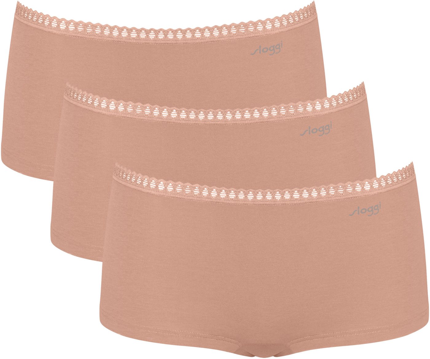 sloggi Retro Pants GO Crush (3er Pack) Spitzendetails, Multipack, Baumwollmix, weich, elastisch, bequem von sloggi