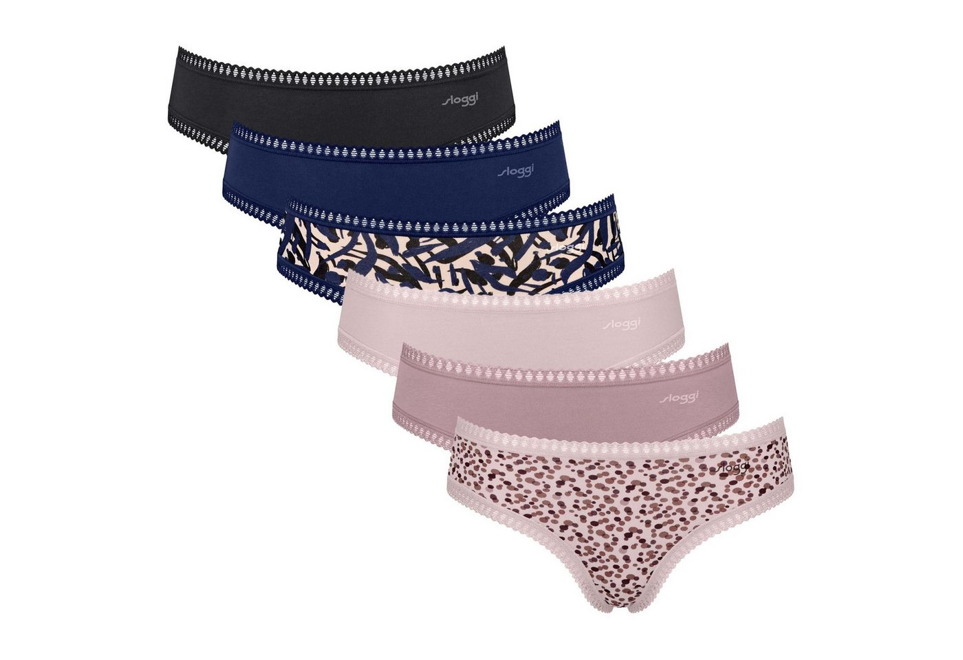 sloggi Slip Damen Slip 6er Pack Baumwolle GO Crush Hipster C6P (Packung, 6er Pack) von sloggi