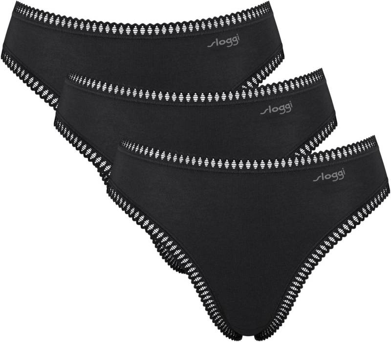 sloggi Slip GO Crush (3er Pack) hoher Beinausschnitt, Spitze, feminin, weich, elastisch, Baumwollmix von sloggi