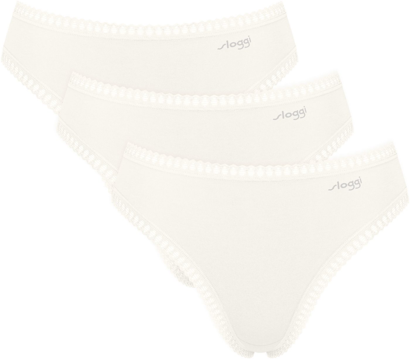 sloggi Slip GO Crush (3er Pack) hoher Beinausschnitt, Spitze, feminin, weich, elastisch, Baumwollmix von sloggi