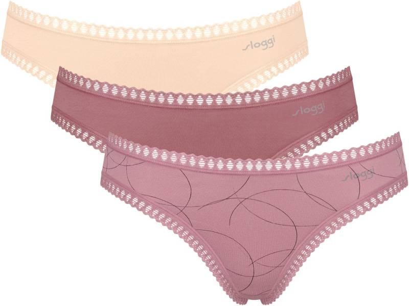 sloggi Minislip GO Crush (3er Pack) dehnbare Spitzendetails, uni, gemustert von sloggi