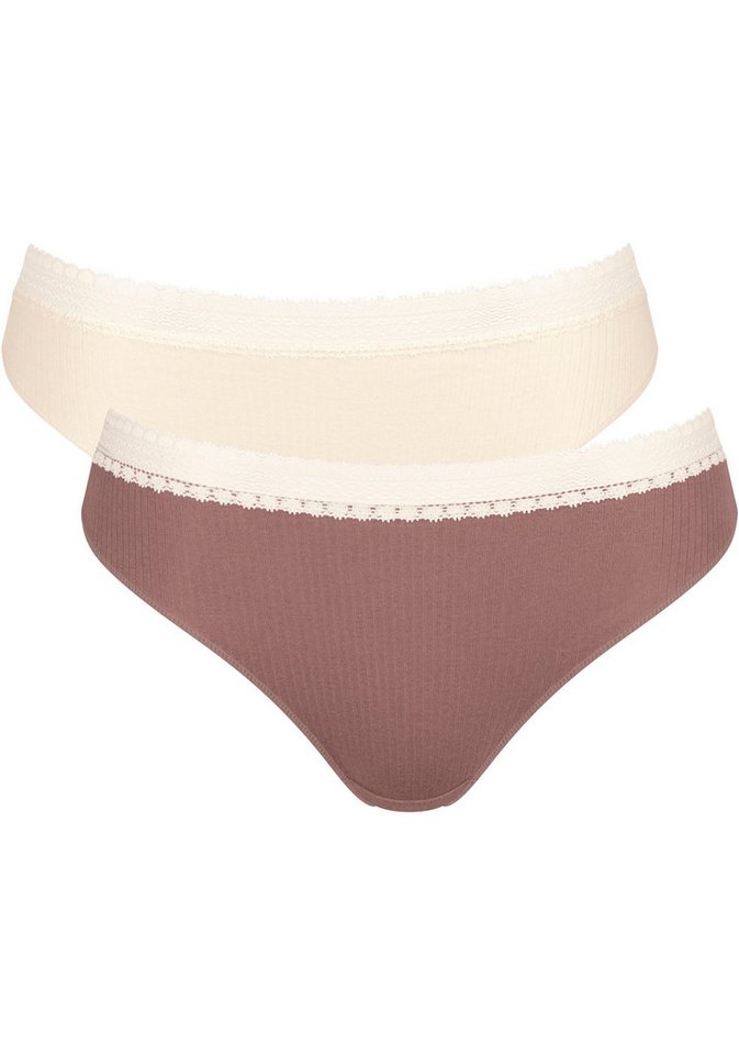 sloggi Tai-Slip GO Ribbed (2er Pack) Feinripp, Baumwollmix, Stretch-Spitze, bequem, elastisch, weich von sloggi