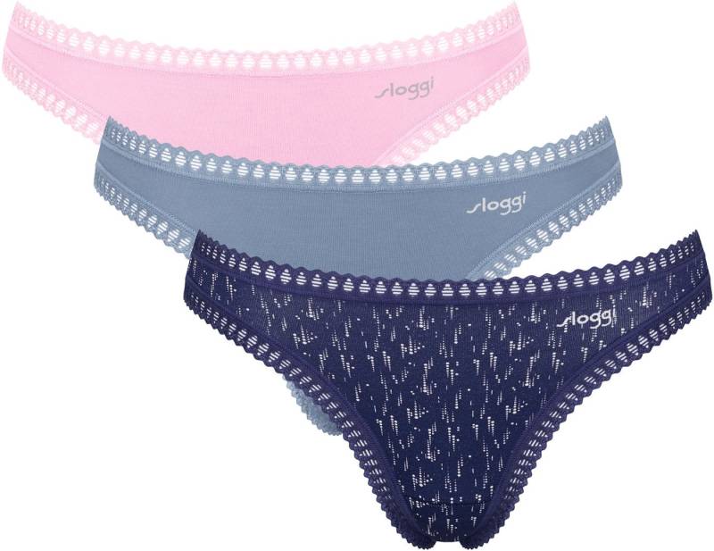 sloggi String GO Crush (3er Pack) mit Spitzendetails, uni, gemustert von sloggi