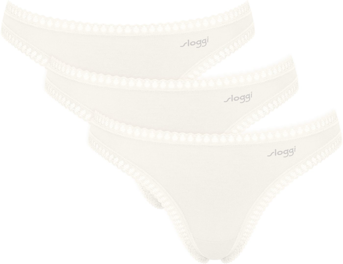 sloggi String GO Crush (3er Pack) mit Spitzendetails, uni, gemustert von sloggi