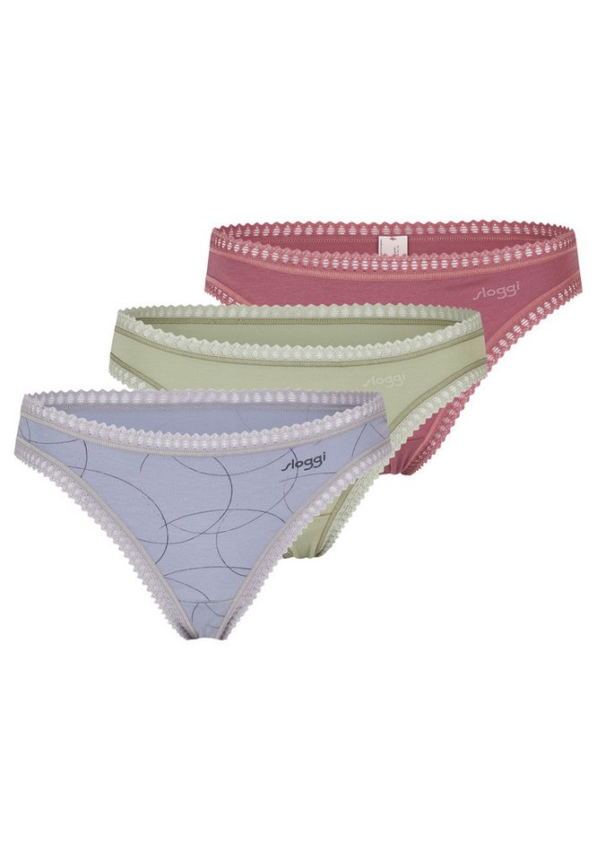 sloggi T-String 3er Pack GO Crush (Spar-Set, 3-St) String - Baumwolle - Atmungsaktiv - Komfortabel und atmungsaktiv von sloggi