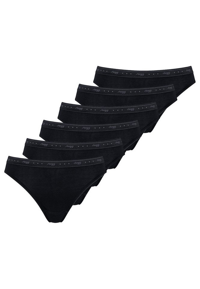 sloggi Tai-Slip 6er Pack 24/7 100 (Spar-Set, 6-St) Tai Slip - Baumwolle - Atmungsaktiv - Elastikbund mit sloggi-Logo von sloggi