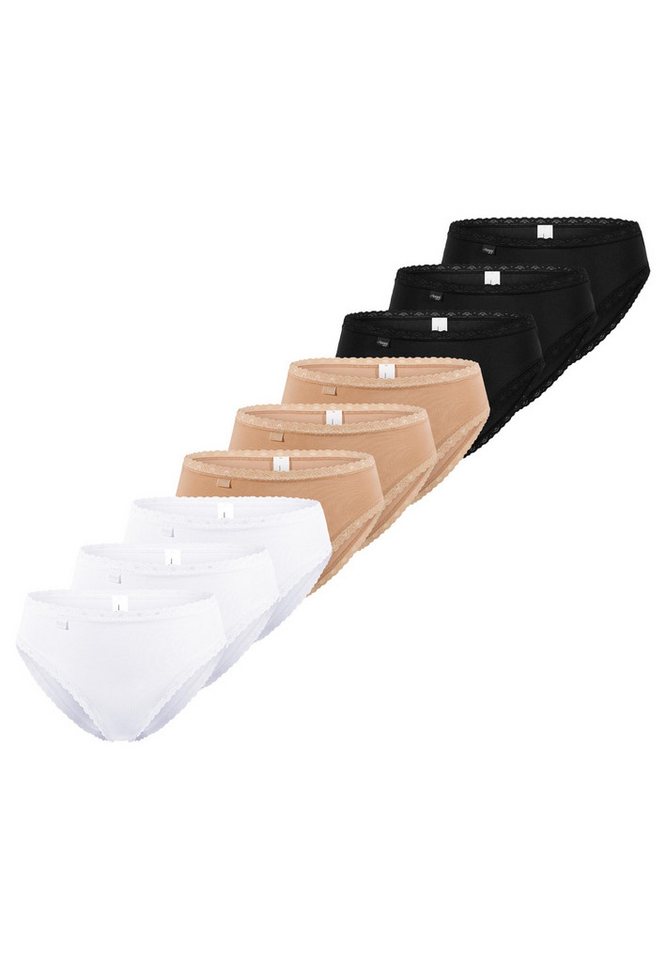 sloggi Tai-Slip 9er Pack 24/7 Cotton Lace (Spar-Set, 9-St) Tai Slip - Baumwolle - Atmungsaktiv - Perfekter Sitz von sloggi