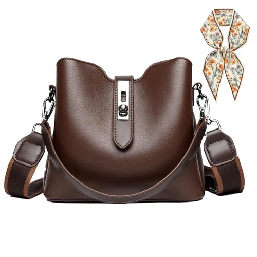 sloiaz Beuteltasche mit drei Riemen for Damen, modische, vielseitige Umhängetasche, elegante Vintage-Tragetasche, Schulterhandtaschen for Damen mit Schal(Coffee) von sloiaz