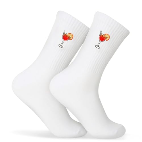slothbyte Aperol Socken Aperol Geschenk Festtagsgeschenk 36-42 Baumwolle für Damen Herren Lustige Tennissocken Sportsocken Crew Socks Accessoires von slothbyte