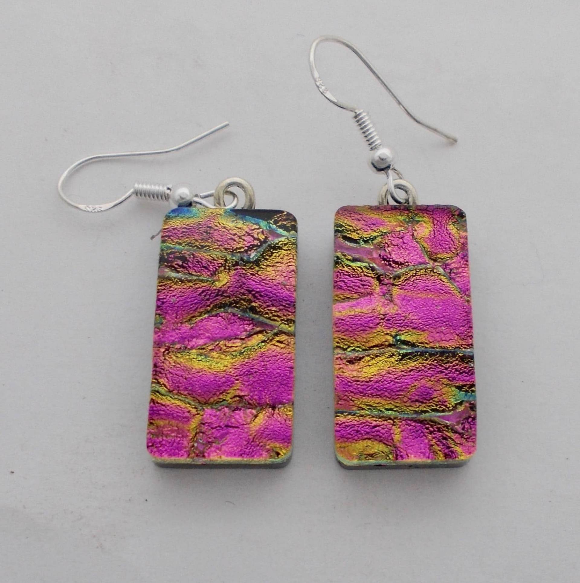 Dichroic Glastropfen Ohrringe Geschmolzener Schwarzer Glasschmuck von slotzkin