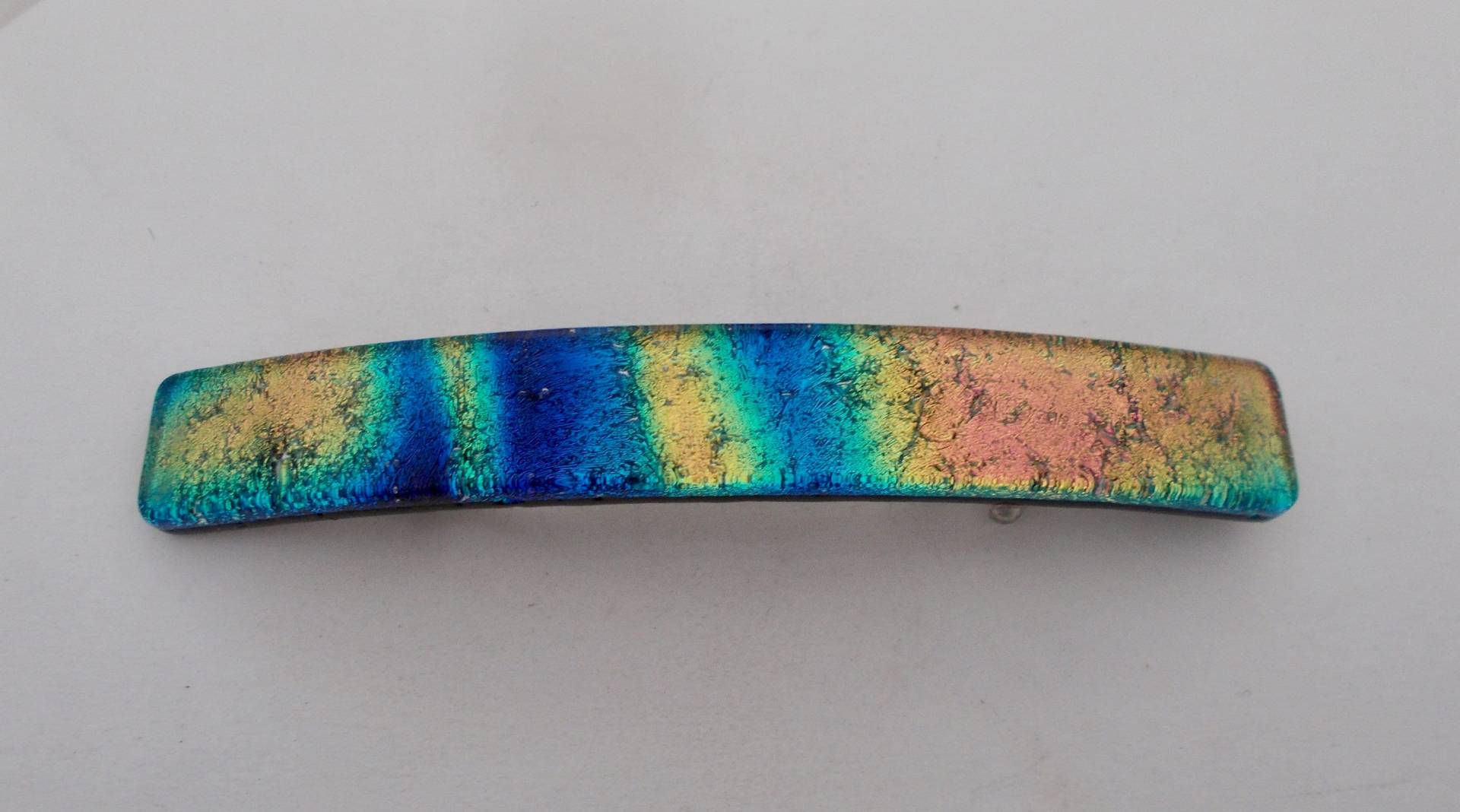 Dichroic Glas-Haarspange, Verschmolzene Schwarze Basis | 3 1/4 "Lang von slotzkin