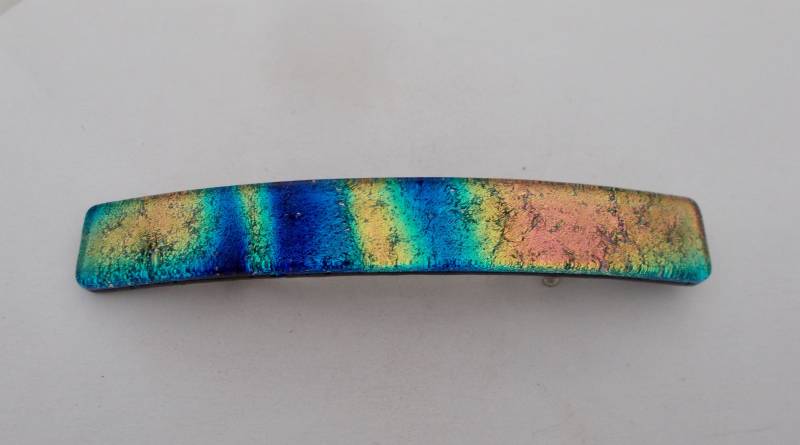 Dichroic Glas-Haarspange, Verschmolzene Schwarze Basis | 3 1/4 "Lang von slotzkin