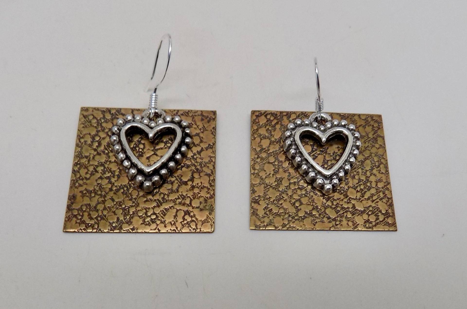 Mixed Metal Herz Ohrringe Kupfer Steampunk Schmuck von slotzkin