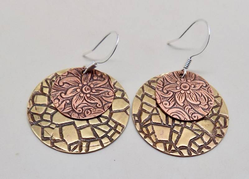 Steampunk Mixed Metal Ohrringe Patina Vintage Style von slotzkin