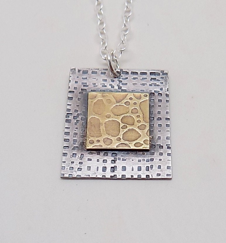 Steampunk Sterling Silber Halskette Gemischte Metall Anhänger, 16 "Kette von slotzkin