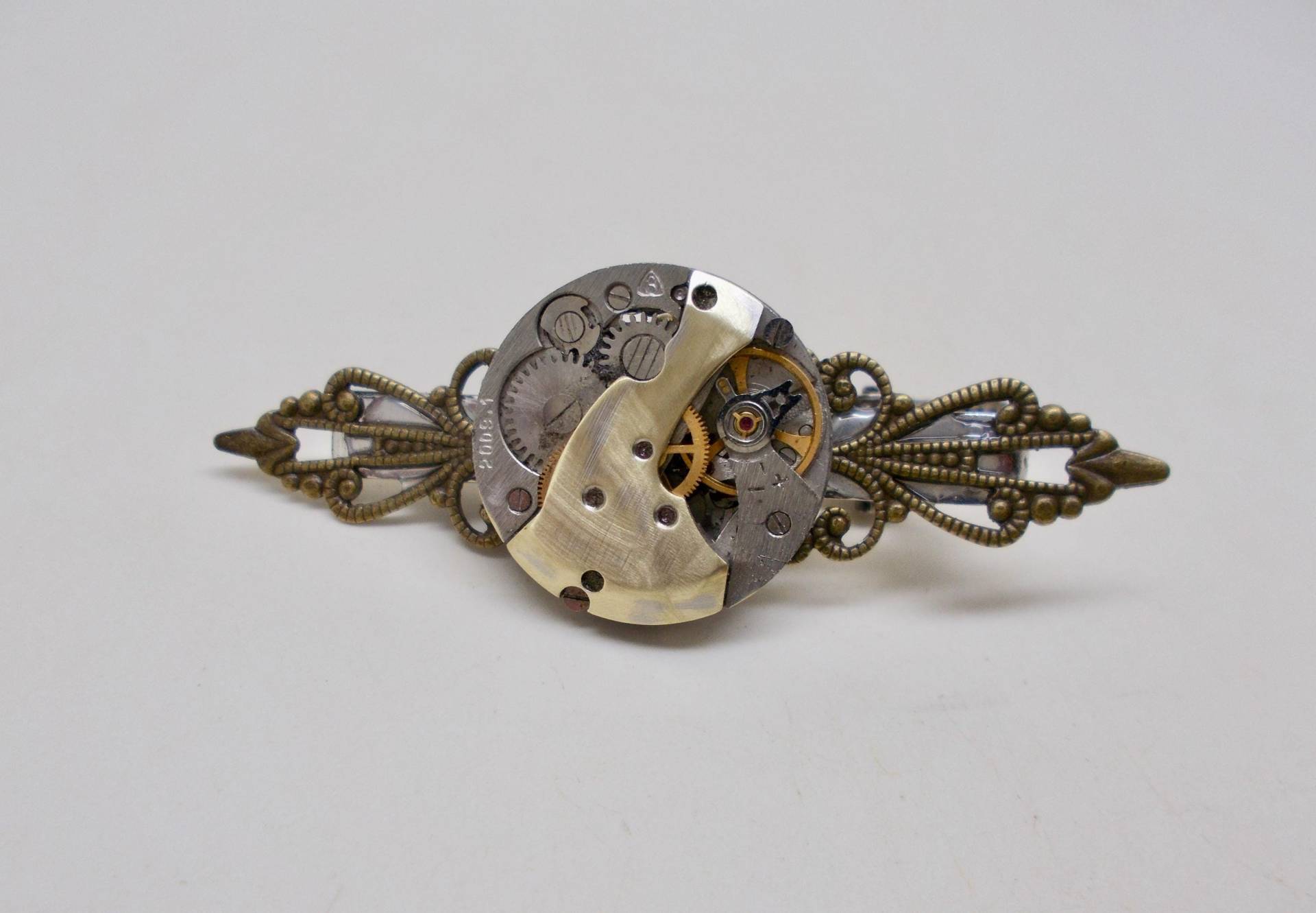 steampunk Krawattenklammer Filigranes Vintage Uhrwerk von slotzkin