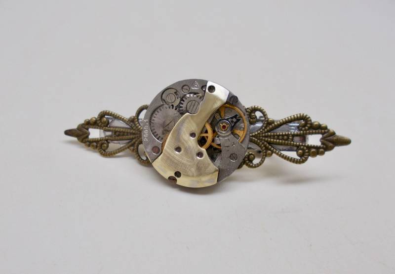 steampunk Krawattenklammer Filigranes Vintage Uhrwerk von slotzkin