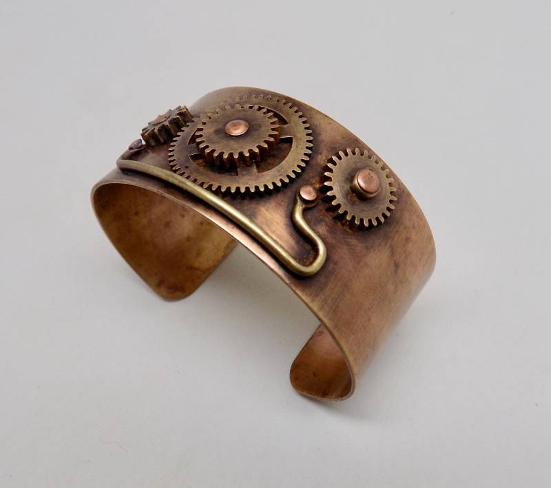 steampunk Manschette Armband Messing Uhrwerk Zahnrad Schmuck von slotzkin
