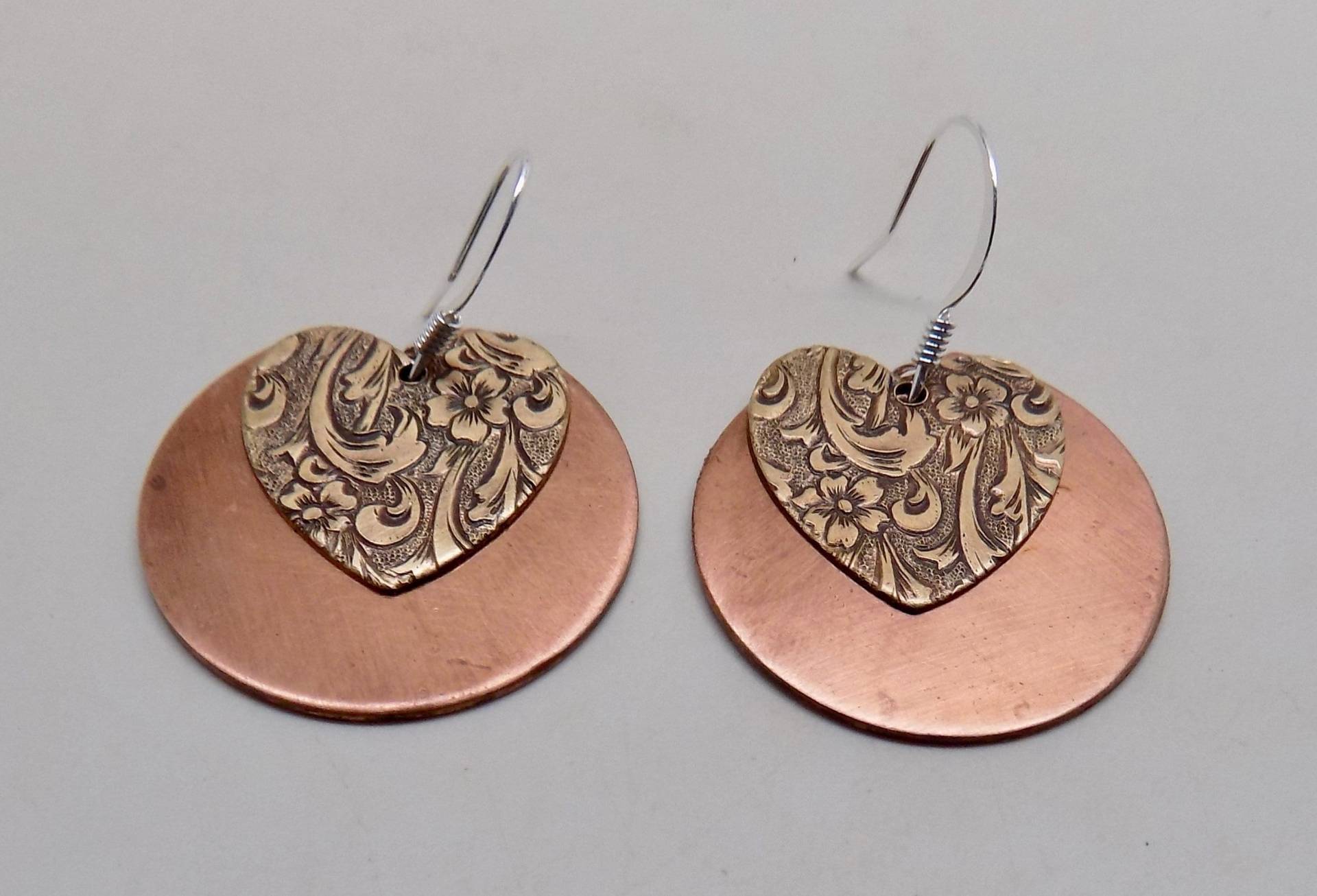 steampunk Ohrringe Mixed Metal Kupfer & Messing Herz Schmuck von slotzkin