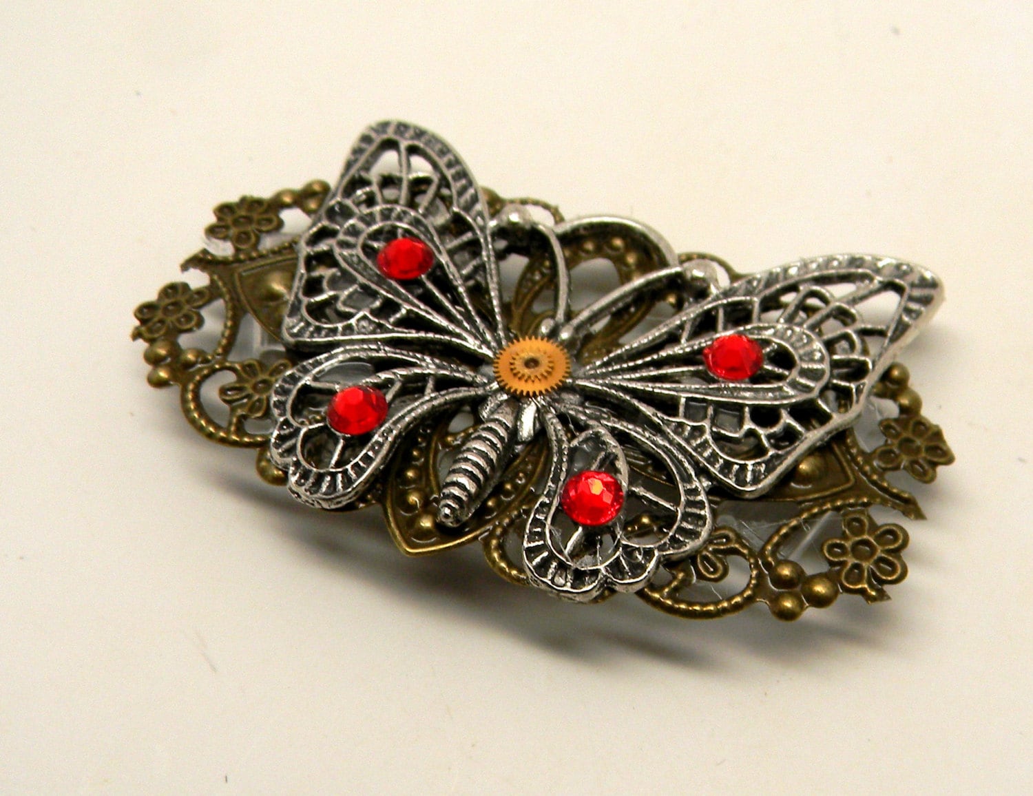 steampunk Schmetterling Mit Kristallen Brosche Anstecknadel. Schmuck von slotzkin