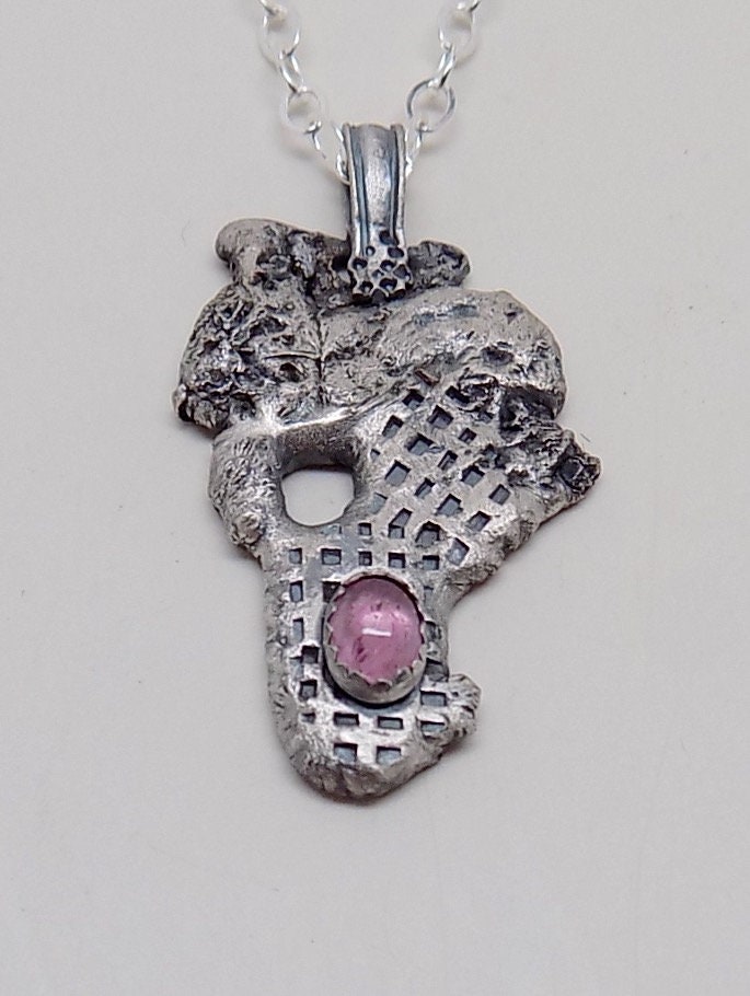 Turmalin Nugget Anhänger Halskette, 925Er Silber von slotzkin