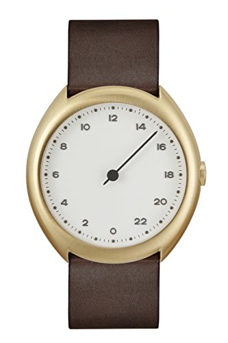 slow O 12 – Dunkelbraun Vintage Leder gold Fall Weiß Zifferblatt Unisex Quarzuhr mit weißem Zifferblatt Analog-Anzeige und dunkelbraun Lederband von slow