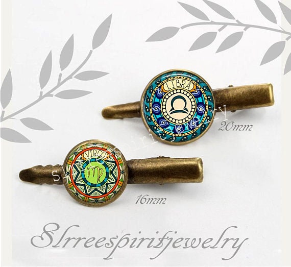 sternzeichen Haarspange, Foto-Clip, Handgemachte Haar-Accessoire, Foto-Bild-Schmuck, Astrologie Bronze Clip von slrfreespiritjewelry