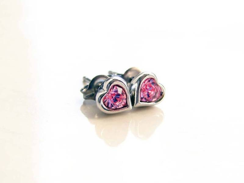 Herz Ohrstecker ~ Teeny Tiny Pink Ohrringe. Rose Kristall Ohrstecker. Brautjungfer Titan Herz Ohrstecker ~ Teeny Tiny Pink Ohrringe. Rose Kristall Ohrstecker. Brautjungfer Titan von smallbluethings