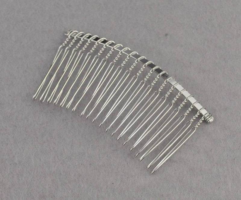 50 Stück Silber Metall Haare Kämmen 20 Zähne - Hochzeit Braut Zubehör, Haar-Accessoires, Diy Großhandel Haarkamm75x38mm von smallcommodity