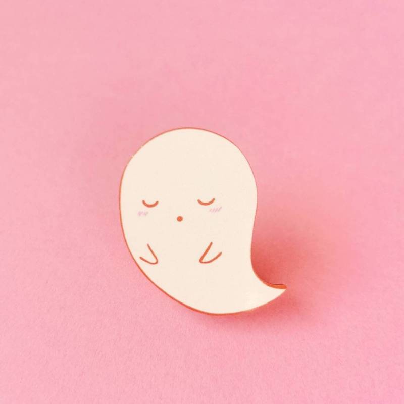 Geist Pin - Abzeichen Brosche Halloween Anstecker Holz von smallwildfox