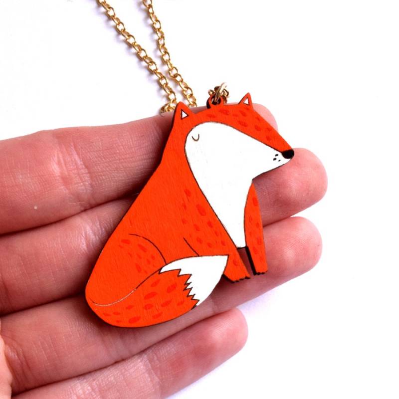 Handgemachte Fuchs Halskette | Schmuck Geschenk Laser Cut Handbemalte Umweltfreundliches von smallwildfox