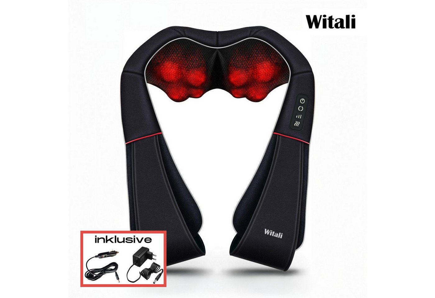 smartEC Shiatsu-Massagegerät Shiatsu Nacken-Schulter-Massagegerät mit HeatFlow inkl. Autoadapter von smartEC