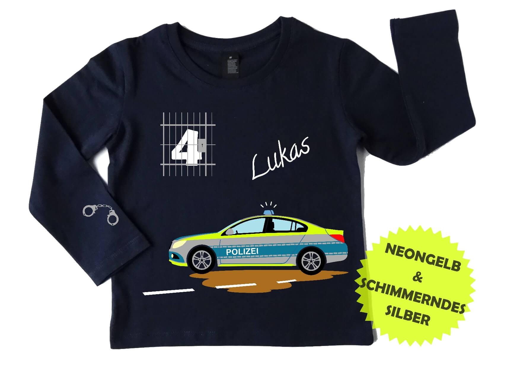 Geburtstagsshirt Für Den Kinder-Polizei-Geburtstag Mit Tollem Polizeiauto von smartbabiesDE
